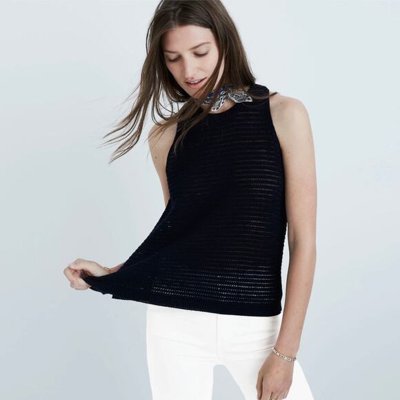 Madewell SMALL Black Openstitch Sweater Tank Sleeveless Knit - Picture 1 of 13
